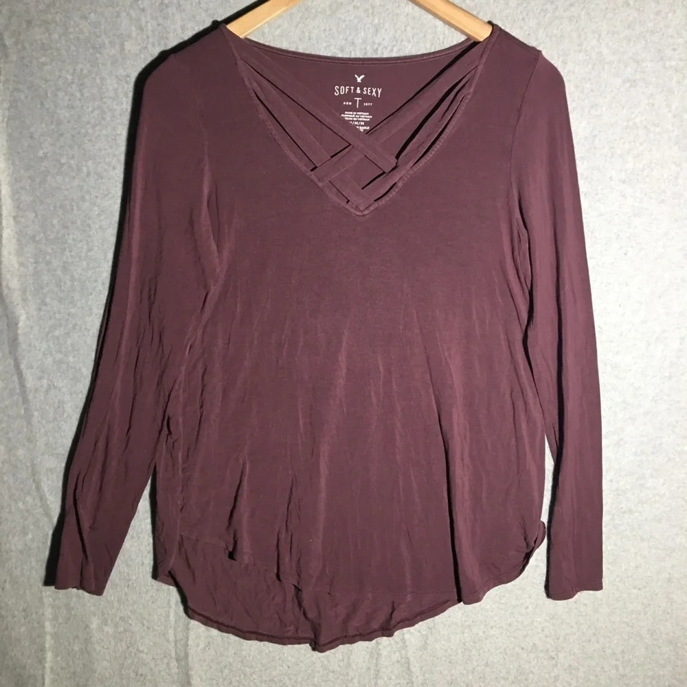Womens American Eagle Blouse Soft and Sexy Purple Whimsigoth Summer Spring